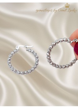 Dorika Topları ile Süslü Gümüş Halka Küpe