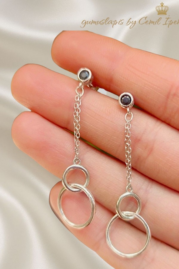 Onix Taşlı Gümüş Küpe Çifti