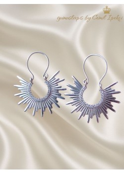 Bereket Güneşi Motif Gümüş Küpe Çifti 