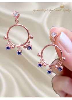 Lab Topaz Taşlı Gümüş Küpe Çifti