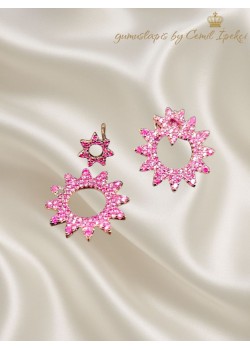 Yakut Taşlı Kendinden İkili Gümüş Küpe Çifti