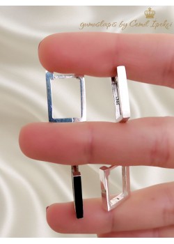 Taşsız Dikdörtgen Motif Gümüş Küpe Çifti 