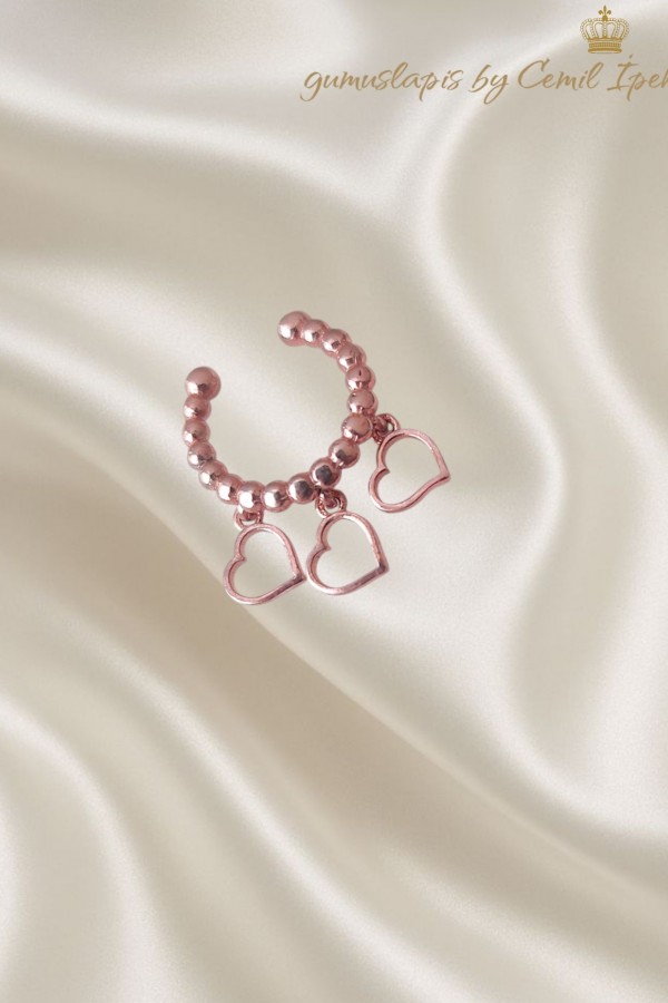 Kalp Motif Taşsız Gümüş Kıkırdak Küpesi (tek)