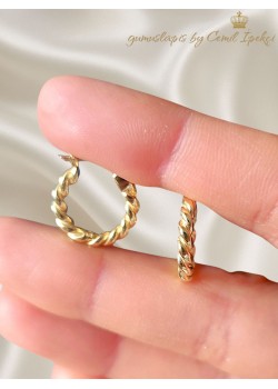 Burgu Motif Taşsız Gümüş Halka Küpe