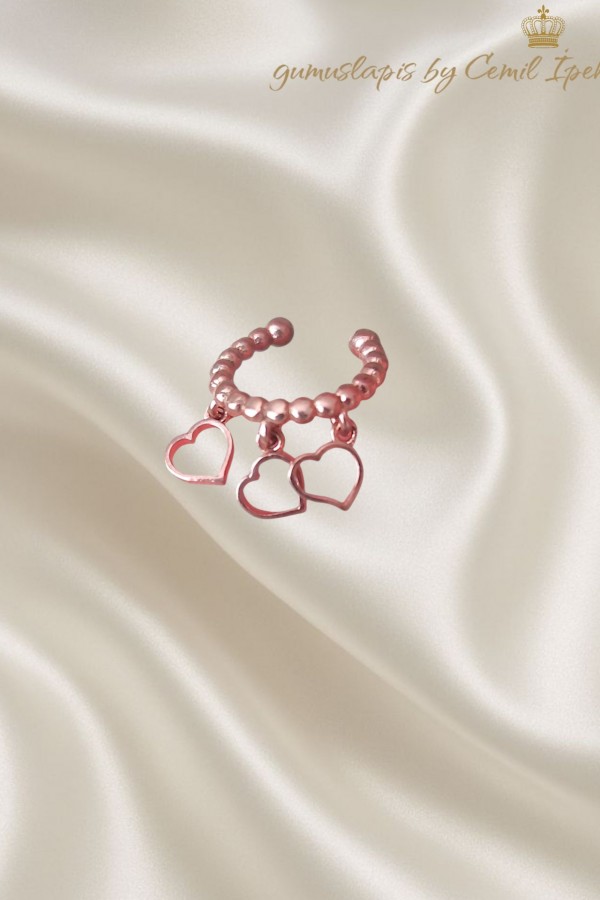 Kalp Motif Taşsız Gümüş Kıkırdak Küpesi (tek)