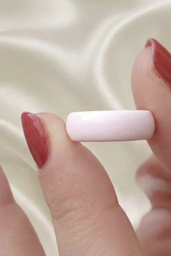 Düz Model Açık Pembe Mineli Gümüş Yüzük 