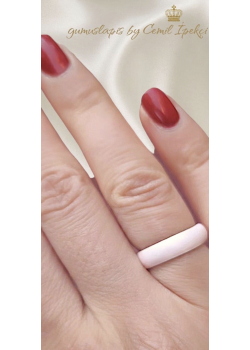Düz Model Açık Pembe Mineli Gümüş Yüzük 