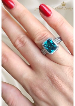 Moldavit Taşlı Gümüş Yüzük