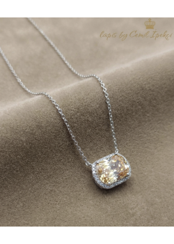 Mozanite ve Topaz Taşlı Gümüş Kolye 