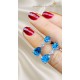 Topaz ve Mozanite Taşlı Gümüş Küpe Çifti