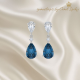 Topaz ve Mozanite Taşlı Gümüş Küpe Çifti 