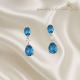 Topaz ve Mozanite Taşlı Gümüş Küpe Çifti