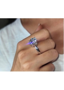 Mozanite Taşlı Gümüş Tektaş İri Yüzük 