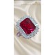 Lal ve Mozanite Taşlı Gümüş Yüzük