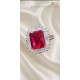 Lal ve Mozanite Taşlı Gümüş Yüzük