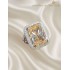Topaz ve Mozanite Taşlı Büyük Dikdörtgen Motif Gümüş Yüzük 