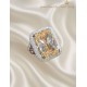 Topaz ve Mozanite Taşlı Büyük Dikdörtgen Motif Gümüş Yüzük 