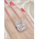 Topaz ve Mozanite Taşlı Büyük Dikdörtgen Motif Gümüş Yüzük 