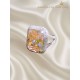Topaz ve Mozanite Taşlı Büyük Dikdörtgen Motif Gümüş Yüzük 