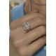 Topaz ve Mozanite Taşlı İri Kare Motif Gümüş Yüzük 