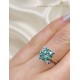 1.4 Carat Mozanite Taşlı Su Yeşili Renk Gümüş Yüzük