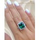 Mozanite ve Zümrüt Taşlı Gümüş Yüzük