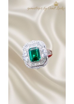Zümrüt ve Mozanite Taşlı Gümüş Yüzük