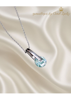 Su Yeşili Mozanite Taşlı Gümüş Kolye