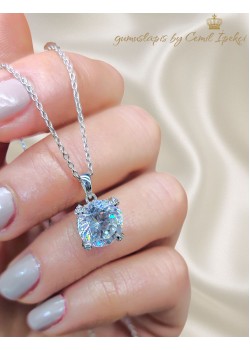 Mozanite Taşlı Gümüş Kolye