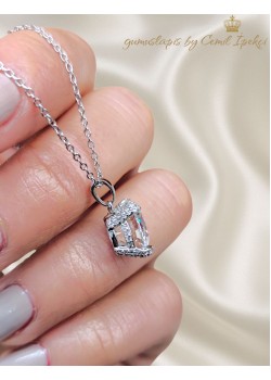 Mozanite Taşlı Gümüş Kolye