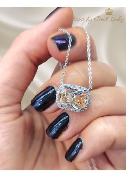 Mozanite ve Topaz Taşlı Gümüş Kolye 