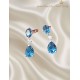 Topaz ve Mozanite Taşlı Gümüş Küpe Çifti