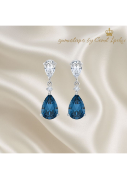 Topaz ve Mozanite Taşlı Gümüş Küpe Çifti 