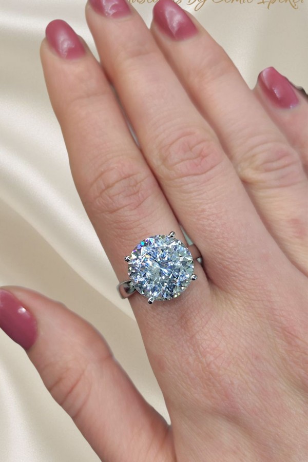 Mozanite Taşlı Gümüş Tektaş İri Yüzük 