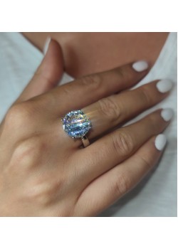 Mozanite Taşlı Gümüş Tektaş İri Yüzük 