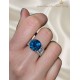 Mozanite ve London Blue Topaz Taşlı Yuvarlak Motif Gümüş Yüzük
