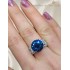 Mozanite ve London Blue Topaz Taşlı Yuvarlak Motif Gümüş Yüzük