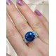 Mozanite ve London Blue Topaz Taşlı Yuvarlak Motif Gümüş Yüzük