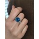 Mozanite ve London Blue Topaz Taşlı Yuvarlak Motif Gümüş Yüzük