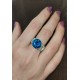 Mozanite ve London Blue Topaz Taşlı Yuvarlak Motif Gümüş Yüzük