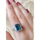 Mozanite ve Blue Topaz Taşlı Dikdörtgen Motif Gümüş Yüzük
