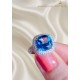Blue Topaz ve Mozanite Taşlı Gümüş Yüzük 