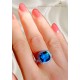 Blue Topaz ve Mozanite Taşlı Gümüş Yüzük 