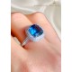 Blue Topaz ve Mozanite Taşlı Gümüş Yüzük 