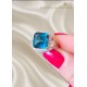 Mozanite ve Blue Topaz Taşlı Kenarı Çizgi Motif Gümüş Yüzük