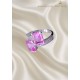 Pembe Safir ve Mozanite Taşlı Gümüş Yüzük