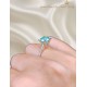 1.4 Carat Mozanite Taşlı Su Yeşili Renk Gümüş Yüzük