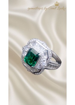 Zümrüt ve Mozanite Taşlı Gümüş Yüzük