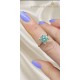 1.4 Carat Mozanite Taşlı Su Yeşili Renk Gümüş Yüzük