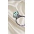 1.4 Carat Mozanite Taşlı Su Yeşili Renk Gümüş Yüzük